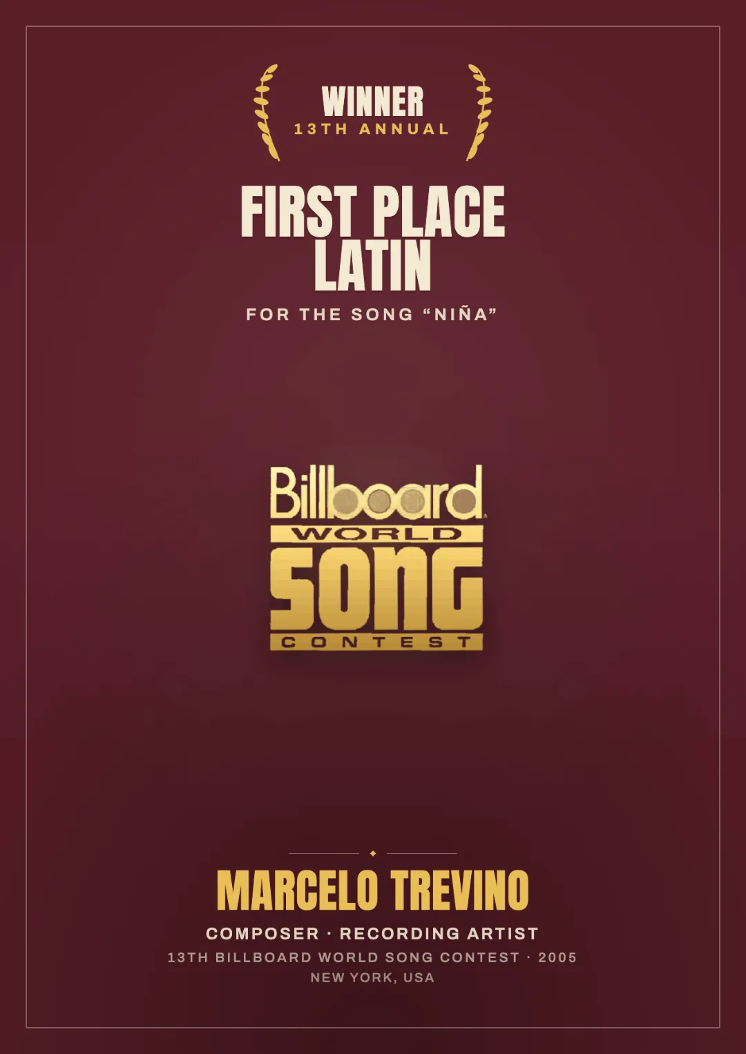 Billboard World Song Contest 2005 Winner — Niña poster